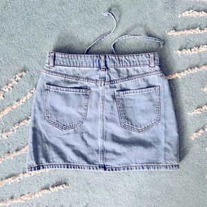 Lace-up denim mini skirt